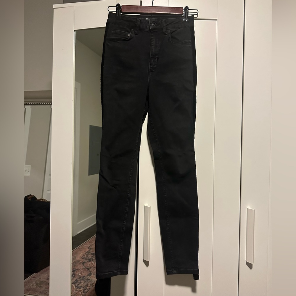 Zara velvet striped jeans black size 4